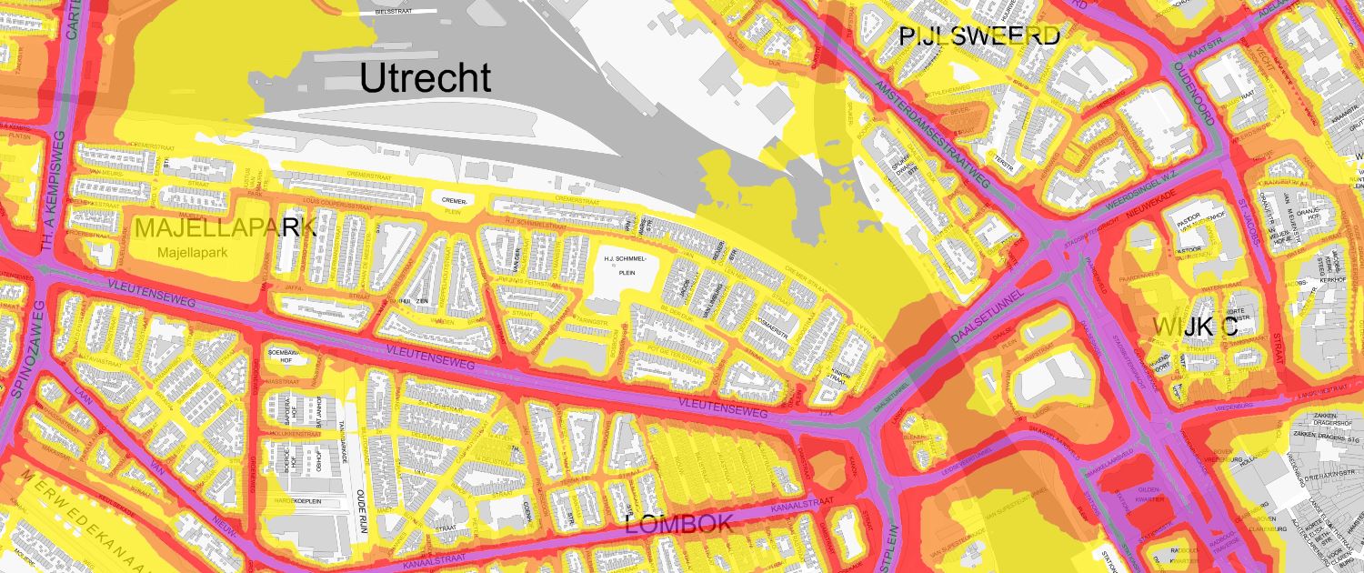 Geluidsbelasting Utrecht als gevolg van verkeer